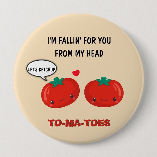Badge Rond 10 Cm Tomates en amour Cute Romantique Saint Valentin (Devant)