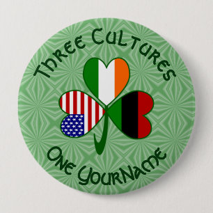 Badge Rond 10 Cm Trèfle personnalisé afro-américain irlandais
