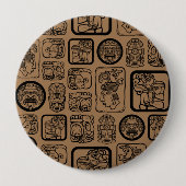 Badge Rond 10 Cm Tribal MAYA ancient mask pattern 1 (Devant)