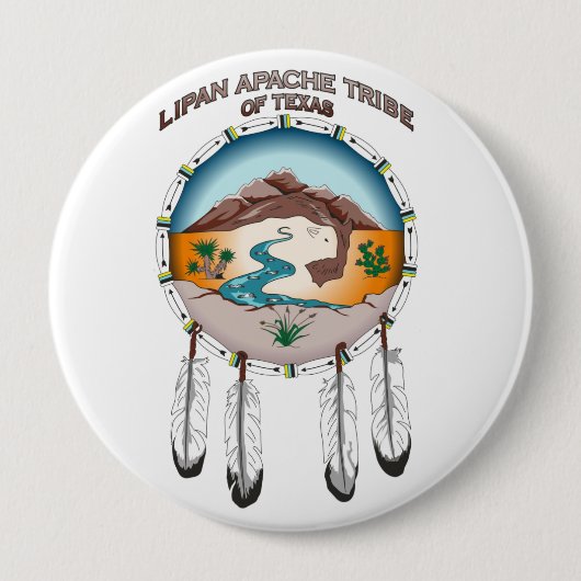Badge Rond 10 Cm Tribu de Lipan Apache du Texas bouton rond de 4 (Devant)