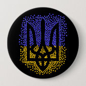 Badge Rond 10 Cm Trident heraldique ukrainien tryzub étoiles disper (Devant)