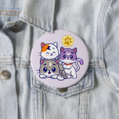 Badge Rond 10 Cm Trio adorable - Trois chats mignons (En situation)