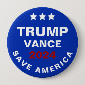 Badge Rond 10 Cm Trump Vance 2024 Sauvez l'Amérique