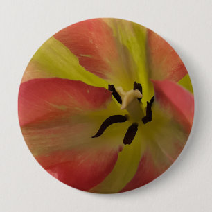 Badge Rond 10 Cm Tulipe rose et jaune