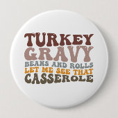 Badge Rond 10 Cm Turquie Haricots Gravés Et Rouleaux Tombent Thanks (Devant)