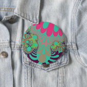 Badge Rond 10 Cm Turquoise et rose (En situation)