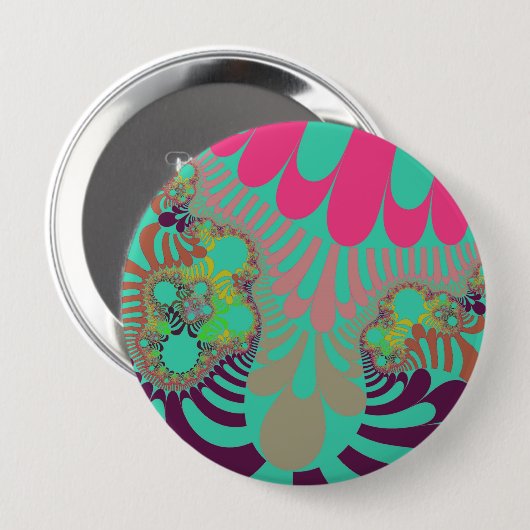 Badge Rond 10 Cm Turquoise et rose (Devant & derrière)