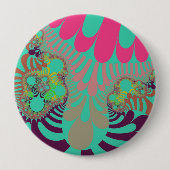Badge Rond 10 Cm Turquoise et rose (Devant)