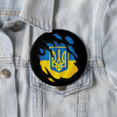 Badge Rond 10 Cm Ukraine déchiré le drapeau (En situation)