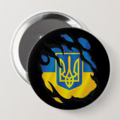 Badge Rond 10 Cm Ukraine déchiré le drapeau (Devant & derrière)