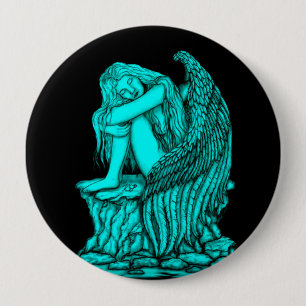 Badge Rond 10 Cm Un ange endormi sur la pierre