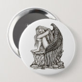 Badge Rond 10 Cm Un ange endormi sur la pierre (Devant & derrière)