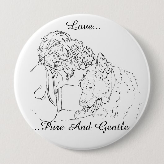 Badge Rond 10 Cm Un dessin affectueux tendre de fille embrassant le (Devant)