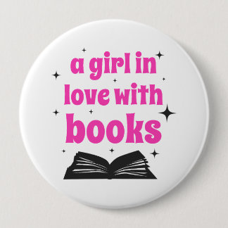 Badge Rond 10 Cm Une fille amoureuse de la conception de livres
