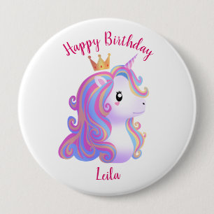 Badge Rond 10 Cm Unicorne Whimsical Anniversaire
