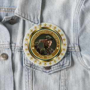 Badge Rond 10 Cm USA 250e anniversaire I Patriotique 1776-2026