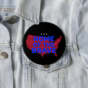 Badge Rond 10 Cm USA Maison des Braves. Bouton patriotique