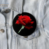 Badge Rond 10 Cm Usine de fleur de rose rouge (En situation)