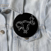 Badge Rond 10 Cm Uterus à doigt moyen Pro-choix (En situation)