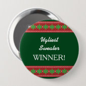 Badge Rond 10 Cm Vainqueur de Noël le plus moche (Devant & derrière)
