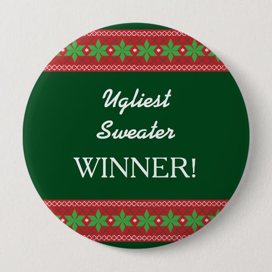 Badge Rond 10 Cm Vainqueur de Noël le plus moche (Devant)