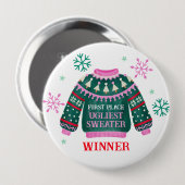 Badge Rond 10 Cm Vainqueur du concours de 1ère place du Sweater Par (Devant & derrière)