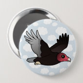 Badge Rond 10 Cm Vautour de Turquie de vol (Devant & derrière)