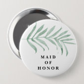 Badge Rond 10 Cm Verdure douce Aquarelle Mariage Maid of Honor (Devant & derrière)