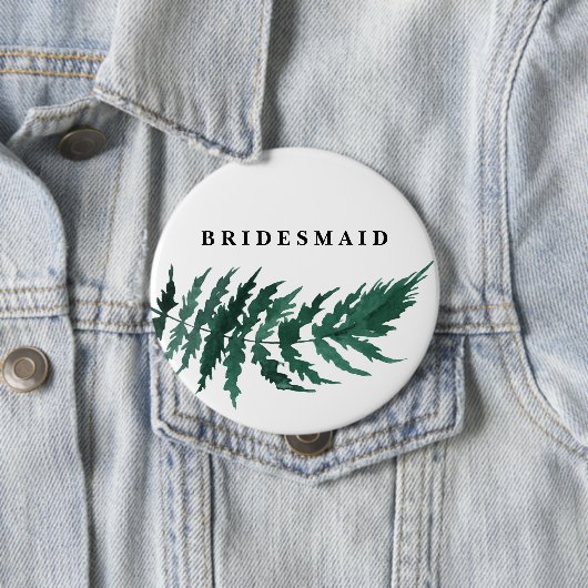 Badge Rond 10 Cm Vert frais Aquarelle Mariage Bridesmaid (En situation)