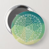 Badge Rond 10 Cm Vert jaune Mandala Inspiration Harmony Flower (Devant & derrière)