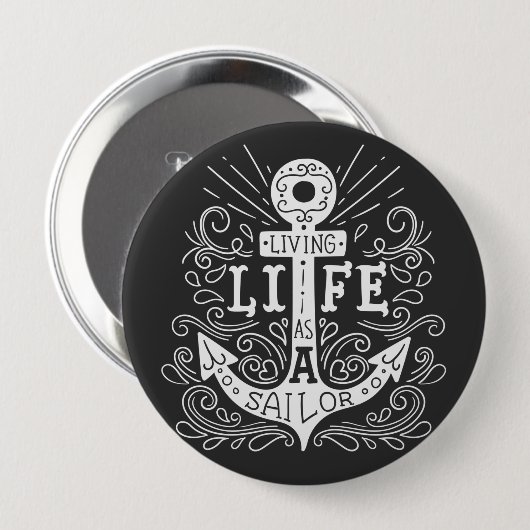 Badge Rond 10 Cm Vie Ancre - Conception de boutons en gras (Devant & derrière)