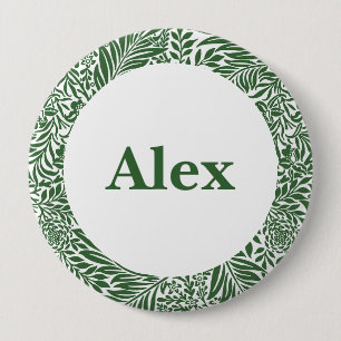 Badge Rond 10 Cm Vintage Floral William Morris Willow Bough Green