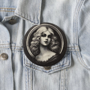 Badge Rond 10 Cm Vintage Vampire Horreur gothique Éffrayant