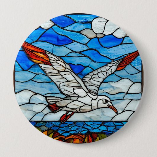 Badge Rond 10 Cm Vitreaux de mouette (Devant)