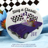 Badge Rond 10 Cm Voiture Classique Convertible Violet, Drapeaux À d
