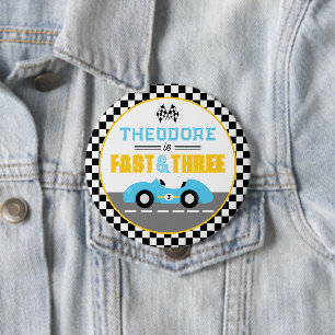 Badge Rond 10 Cm Voiture de course Fast & Three Faveur de fête d'an
