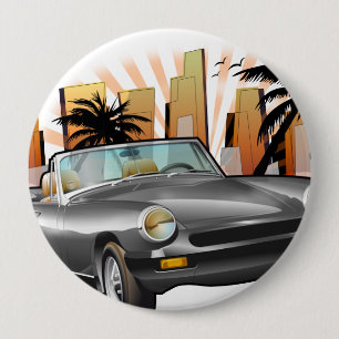 Badge Rond 10 Cm Voiture de sport classique