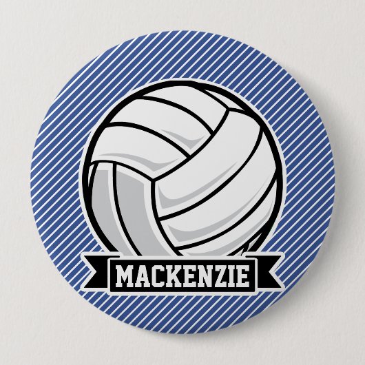 Badge Rond 10 Cm Volley-ball, Bleu & Blancs, Sports (Devant)