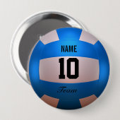 Badge Rond 10 Cm Volleyball bleu (Devant & derrière)