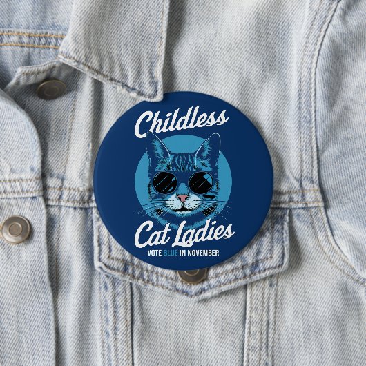 Badge Rond 10 Cm Votez Démocrates Bleus sans enfants, Chat Dames 20 (En situation)