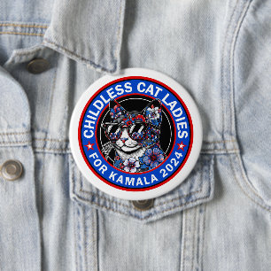 Badge Rond 10 Cm Votez Kamala US 2024 Dems pour les femmes chats sa