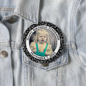 Badge Rond 10 Cm Votre photo 40e anniversaire Numéro Motif | Noir (En situation)