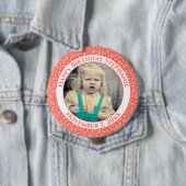 Badge Rond 10 Cm Votre photo 80e anniversaire Numéro Motif | Corail (En situation)