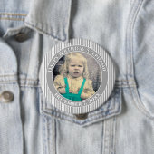 Badge Rond 10 Cm Votre Photo Simple Stripes Motif Gris/Blanc (En situation)