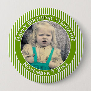 Badge Rond 10 Cm Votre photo Simple Stripes Motif Noir/Blanc