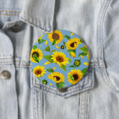 Badge Rond 10 Cm Watercolor Sunflower 6 (En situation)