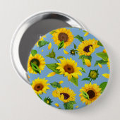 Badge Rond 10 Cm Watercolor Sunflower 6 (Devant & derrière)