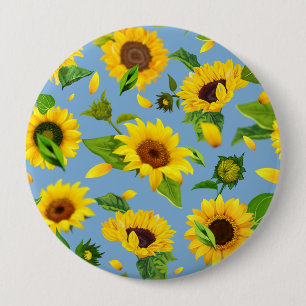 Badge Rond 10 Cm Watercolor Sunflower 6