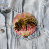 Badge Rond 10 Cm Western Honey Bee Macro (En situation)