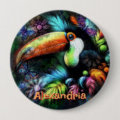 Badge Rond 10 Cm Whimsical Abstract Toucan Bird Personalized (Devant)